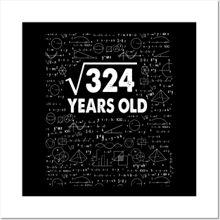 Square Root of 324 18th Birthday 18 Years Old Math Science Lover Gifts Nerdy Geeky Gift Idea Posters and Art